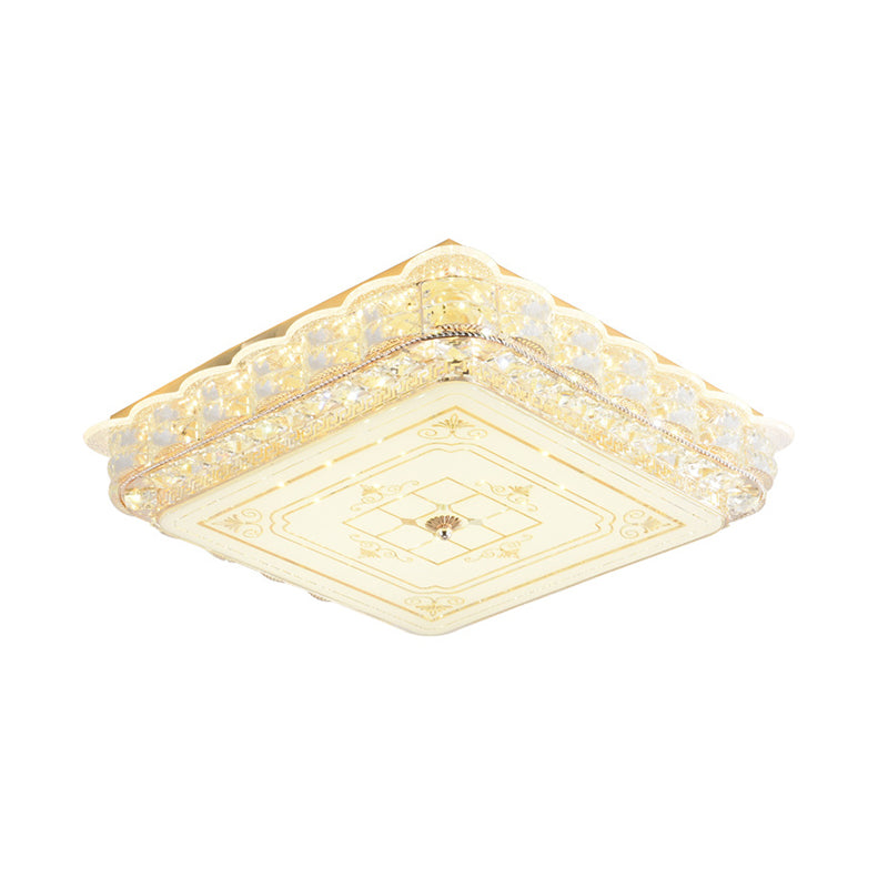 Contemporary LED Flush Mount Light with Crystal Shade Gold Square/Round Ceiling Light Fixture Clearhalo 'Ceiling Lights' 'Close To Ceiling Lights' 'Close to ceiling' 'Flush mount' Lighting' 220935