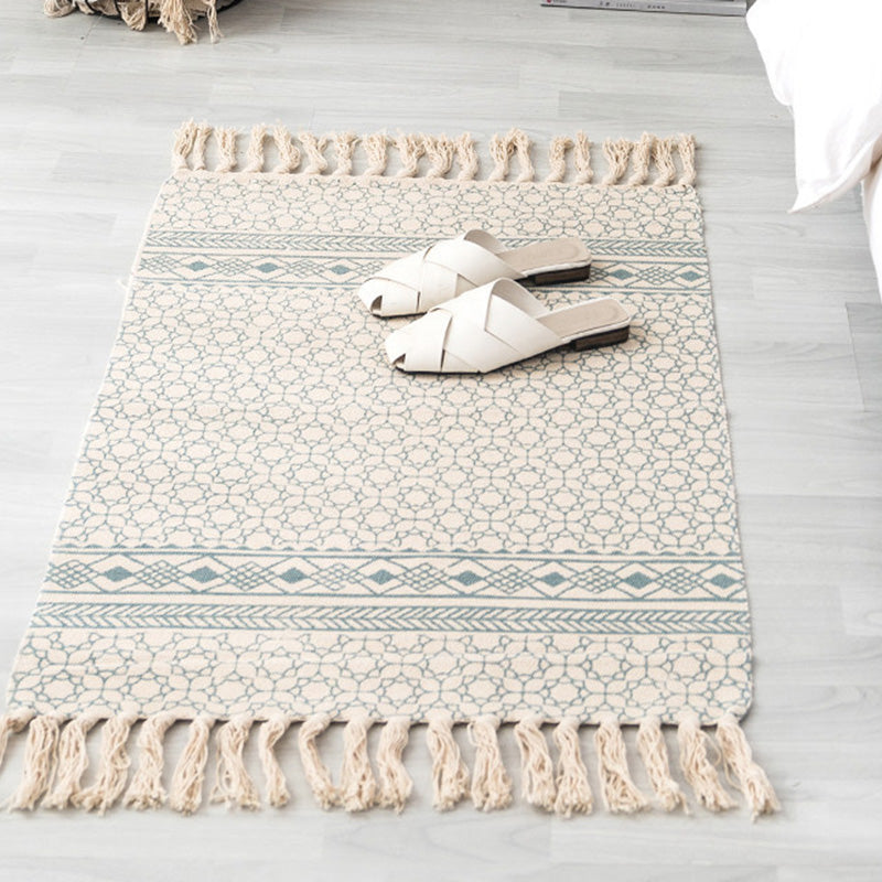 Decorative Western Rug Multi-Color Tribal Patterned Rug Machine Washable Easy Care Carpet with Tassel for Bedroom Light Green 2' x 2'11" Clearhalo 'Area Rug' 'Moroccan' 'Rugs' Rug' 2209354