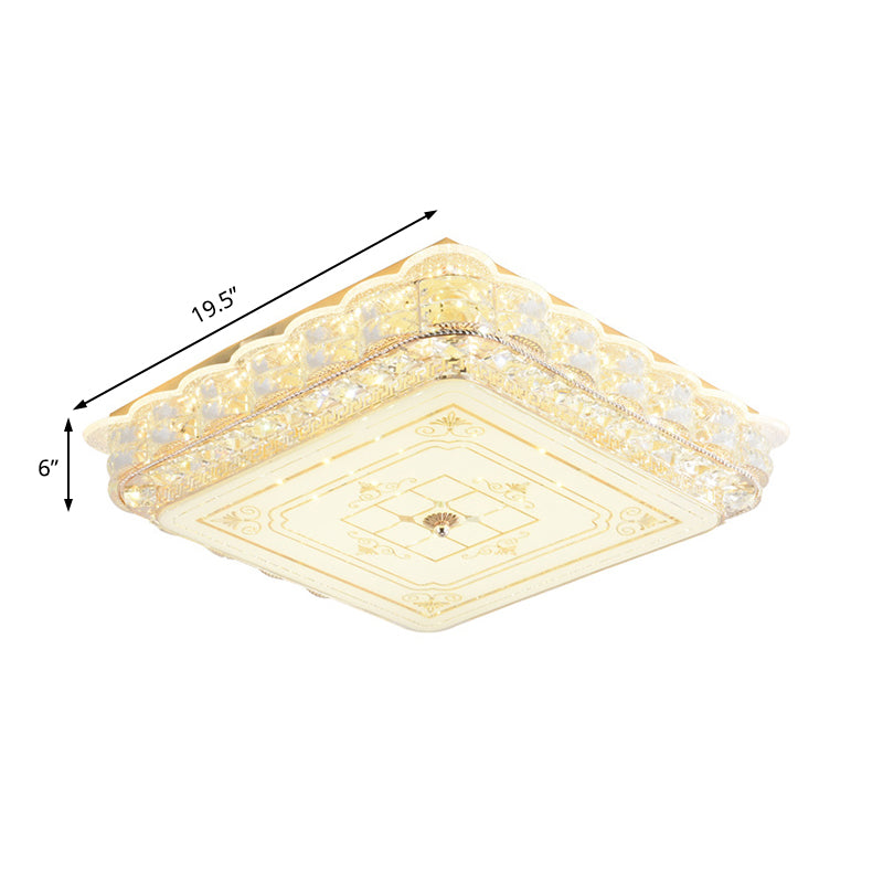 Contemporary LED Flush Mount Light with Crystal Shade Gold Square/Round Ceiling Light Fixture Clearhalo 'Ceiling Lights' 'Close To Ceiling Lights' 'Close to ceiling' 'Flush mount' Lighting' 220936