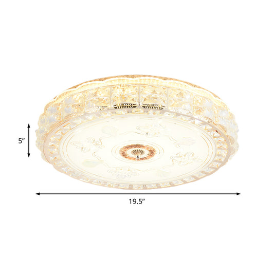 Contemporary LED Flush Mount Light with Crystal Shade Gold Square/Round Ceiling Light Fixture Clearhalo 'Ceiling Lights' 'Close To Ceiling Lights' 'Close to ceiling' 'Flush mount' Lighting' 220940