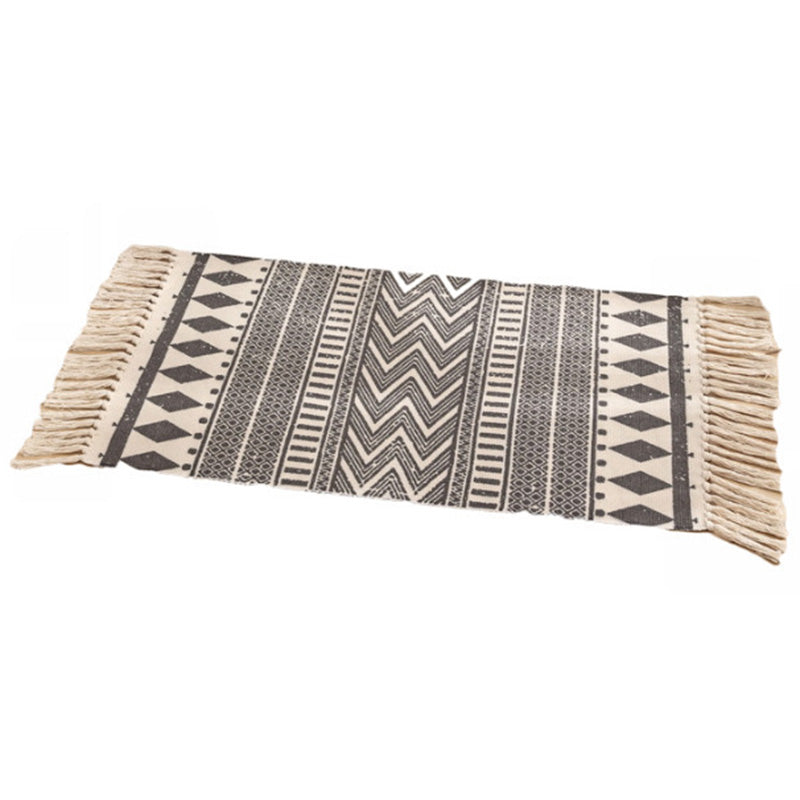 Classic Geometric Printed Rug Multi-Colored Cotton Blend Carpet Easy Care Washable Rug with Fringe for Bedroom Clearhalo 'Area Rug' 'Moroccan' 'Rugs' Rug' 2209459