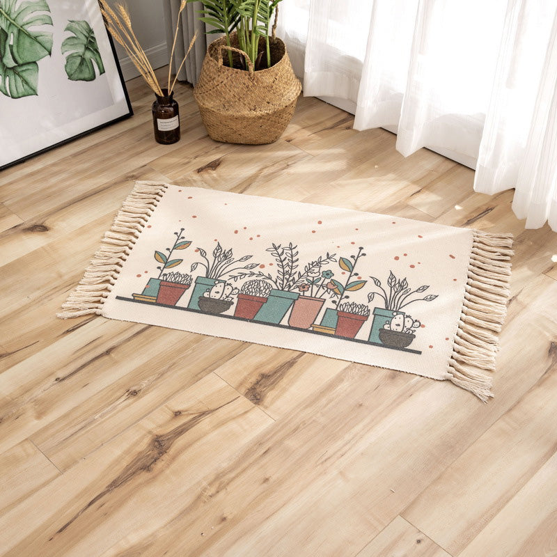 Classic Geometric Printed Rug Multi-Colored Cotton Blend Carpet Easy Care Washable Rug with Fringe for Bedroom Clearhalo 'Area Rug' 'Moroccan' 'Rugs' Rug' 2209463