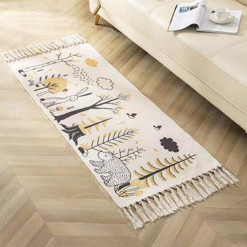 Classic Geometric Printed Rug Multi-Colored Cotton Blend Carpet Easy Care Washable Rug with Fringe for Bedroom Ginger Clearhalo 'Area Rug' 'Moroccan' 'Rugs' Rug' 2209466