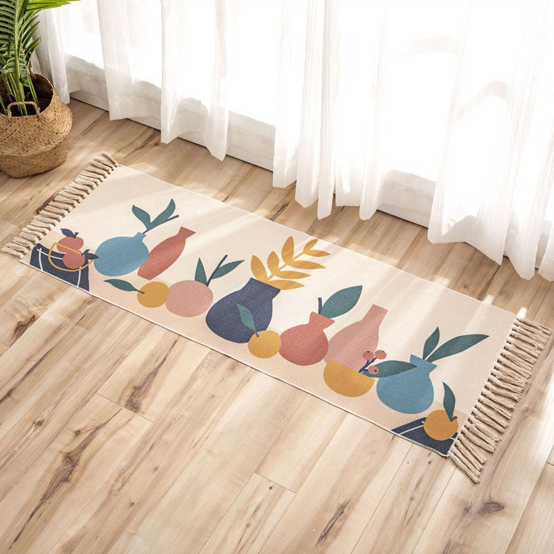 Classic Geometric Printed Rug Multi-Colored Cotton Blend Carpet Easy Care Washable Rug with Fringe for Bedroom Clearhalo 'Area Rug' 'Moroccan' 'Rugs' Rug' 2209468