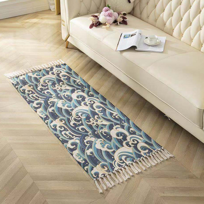 Classic Geometric Printed Rug Multi-Colored Cotton Blend Carpet Easy Care Washable Rug with Fringe for Bedroom Clearhalo 'Area Rug' 'Moroccan' 'Rugs' Rug' 2209469