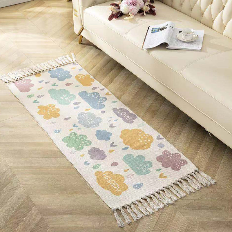 Classic Geometric Printed Rug Multi-Colored Cotton Blend Carpet Easy Care Washable Rug with Fringe for Bedroom Clearhalo 'Area Rug' 'Moroccan' 'Rugs' Rug' 2209476