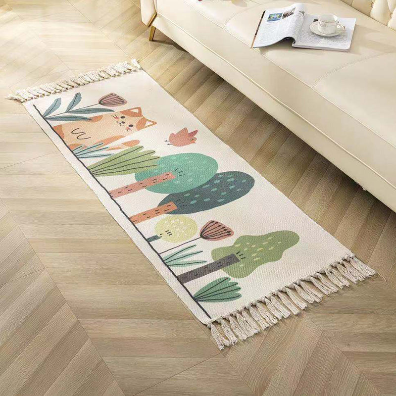 Classic Geometric Printed Rug Multi-Colored Cotton Blend Carpet Easy Care Washable Rug with Fringe for Bedroom Clearhalo 'Area Rug' 'Moroccan' 'Rugs' Rug' 2209480
