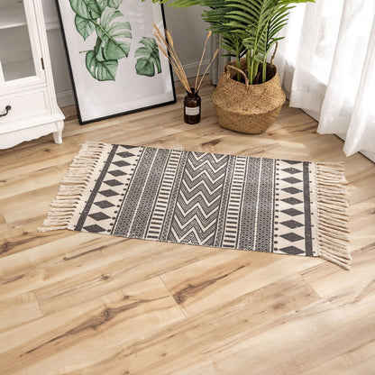 Classic Geometric Printed Rug Multi-Colored Cotton Blend Carpet Easy Care Washable Rug with Fringe for Bedroom Dark Gray Clearhalo 'Area Rug' 'Moroccan' 'Rugs' Rug' 2209482