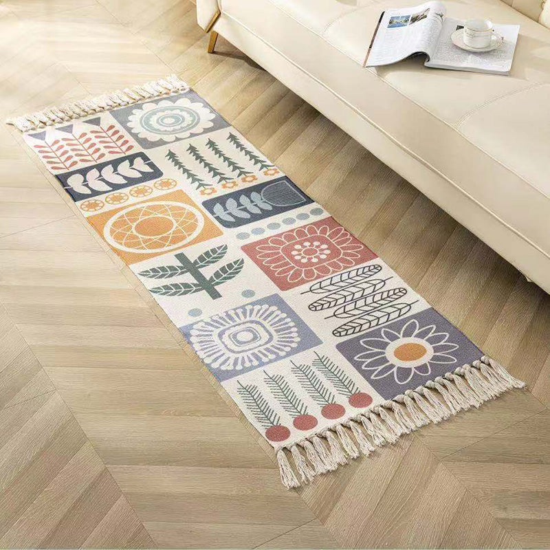 Classic Geometric Printed Rug Multi-Colored Cotton Blend Carpet Easy Care Washable Rug with Fringe for Bedroom Clearhalo 'Area Rug' 'Moroccan' 'Rugs' Rug' 2209483