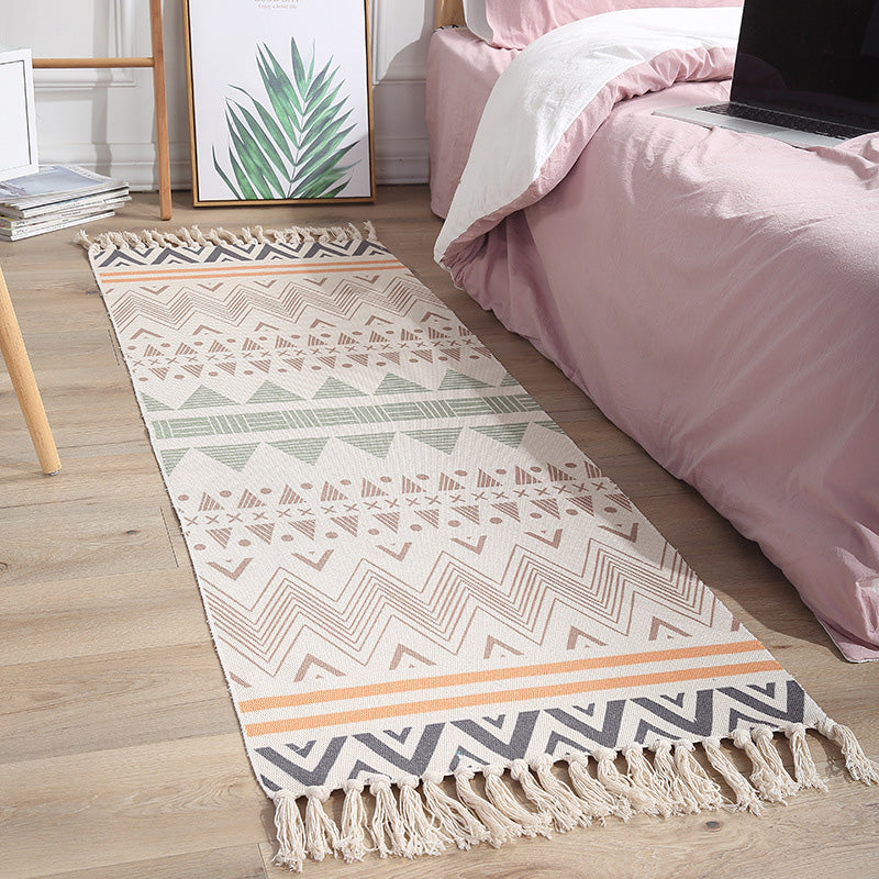 Americana Bedroom Rug Multi-Colored Geometric Print Area Rug Machine Washable Easy Care Carpet with Tassel Clearhalo 'Area Rug' 'Moroccan' 'Rugs' Rug' 2209486
