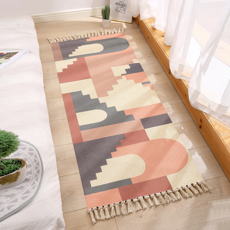 Americana Bedroom Rug Multi-Colored Geometric Print Area Rug Machine Washable Easy Care Carpet with Tassel Clearhalo 'Area Rug' 'Moroccan' 'Rugs' Rug' 2209493