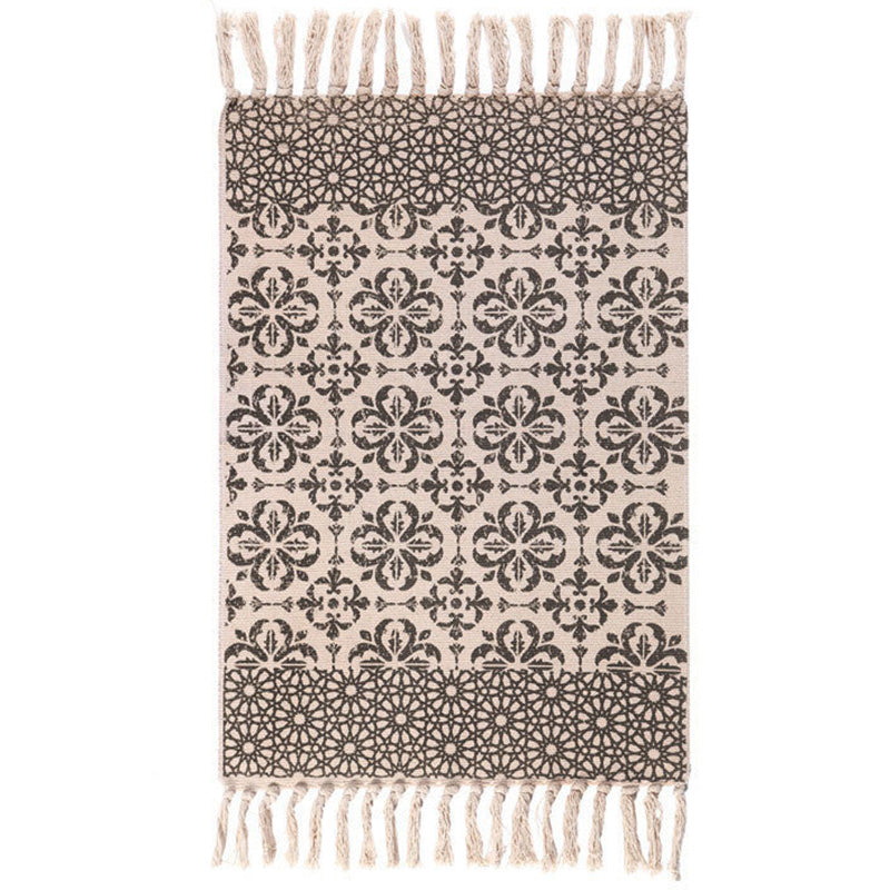 Americana Bedroom Rug Multi-Colored Geometric Print Area Rug Machine Washable Easy Care Carpet with Tassel Brown Clearhalo 'Area Rug' 'Moroccan' 'Rugs' Rug' 2209495