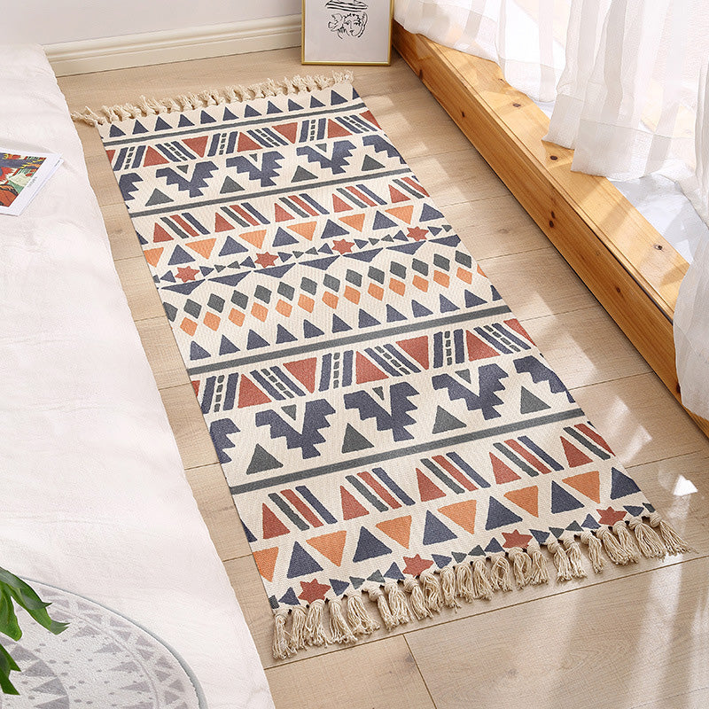 Americana Bedroom Rug Multi-Colored Geometric Print Area Rug Machine Washable Easy Care Carpet with Tassel Clearhalo 'Area Rug' 'Moroccan' 'Rugs' Rug' 2209498