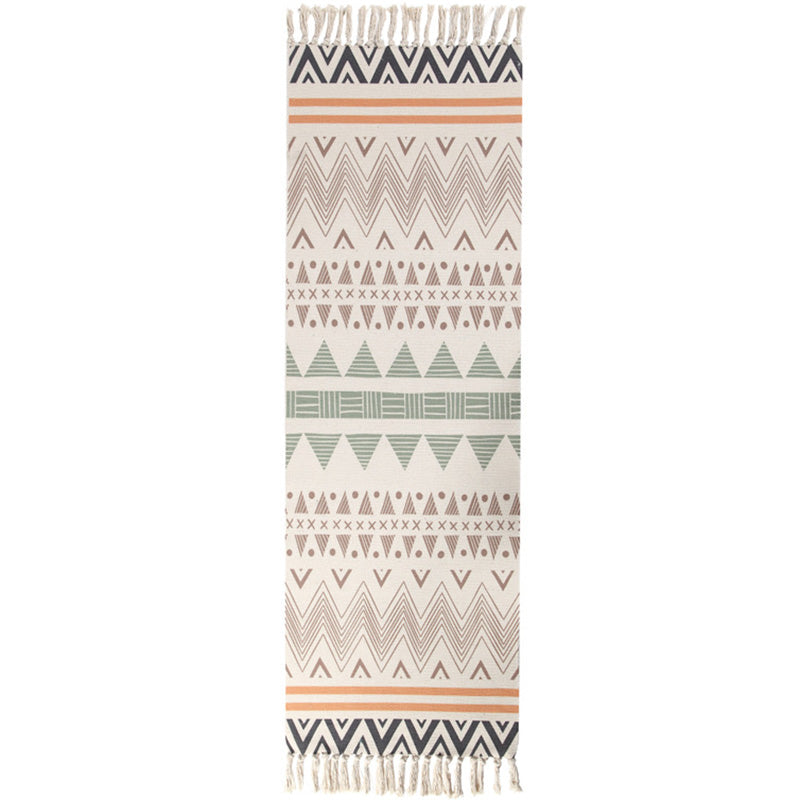 Americana Bedroom Rug Multi-Colored Geometric Print Area Rug Machine Washable Easy Care Carpet with Tassel Khaki Clearhalo 'Area Rug' 'Moroccan' 'Rugs' Rug' 2209499