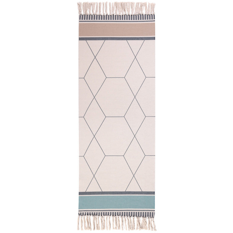 Americana Bedroom Rug Multi-Colored Geometric Print Area Rug Machine Washable Easy Care Carpet with Tassel Lake Green Clearhalo 'Area Rug' 'Moroccan' 'Rugs' Rug' 2209504