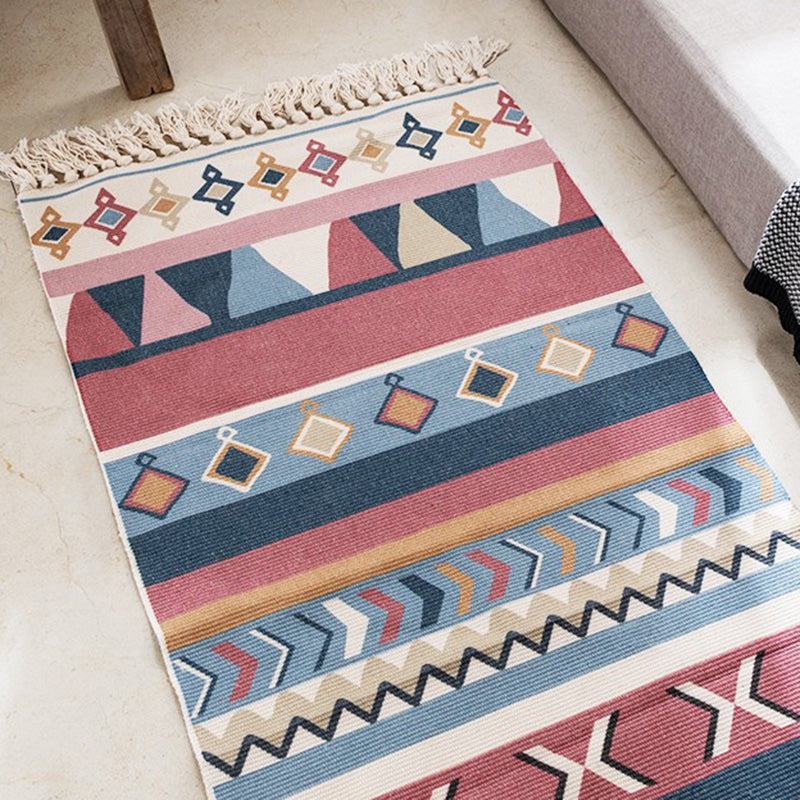 Vintage Boho Rug Multi Color Geo Patterned Carpet Machine Washable Stain-Resistant Rug with Fringe for Room Navy Clearhalo 'Area Rug' 'Moroccan' 'Rugs' Rug' 2209534