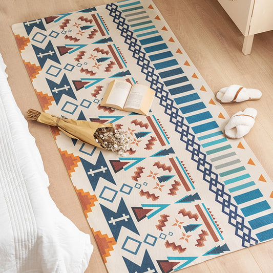 Southwestern Bedroom Rug Multi Color Tribal Pattern Area Rug Cotton Blend Machine Washable Stain-Resistant Carpet Blue Clearhalo 'Area Rug' 'Moroccan' 'Rugs' Rug' 2209552