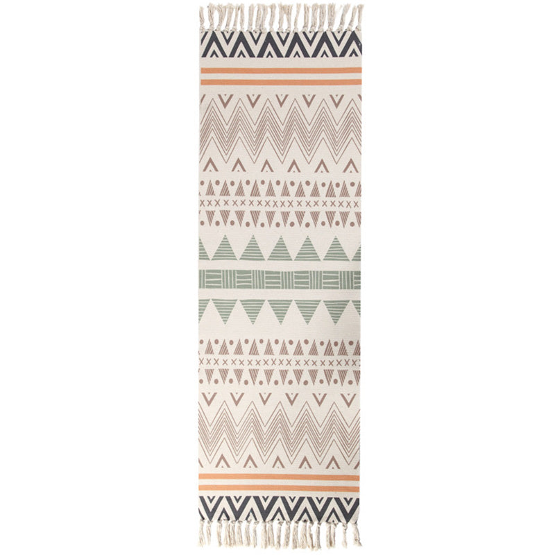 Moroccan Room Rug Multi-Color Tribal Totem Rug Cotton Blend Washable Hand Twisted Carpet with Tassel Brown Clearhalo 'Area Rug' 'Moroccan' 'Rugs' Rug' 2209565