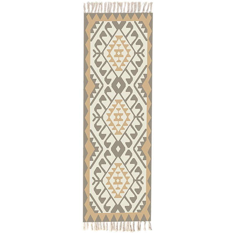 Moroccan Room Rug Multi-Color Tribal Totem Rug Cotton Blend Washable Hand Twisted Carpet with Tassel Ginger Clearhalo 'Area Rug' 'Moroccan' 'Rugs' Rug' 2209566