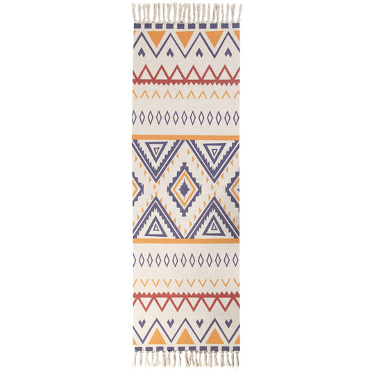 Moroccan Room Rug Multi-Color Tribal Totem Rug Cotton Blend Washable Hand Twisted Carpet with Tassel Yellow Clearhalo 'Area Rug' 'Moroccan' 'Rugs' Rug' 2209570