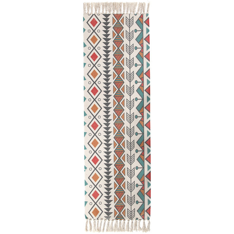 Moroccan Room Rug Multi-Color Tribal Totem Rug Cotton Blend Washable Hand Twisted Carpet with Tassel Orange Clearhalo 'Area Rug' 'Moroccan' 'Rugs' Rug' 2209572