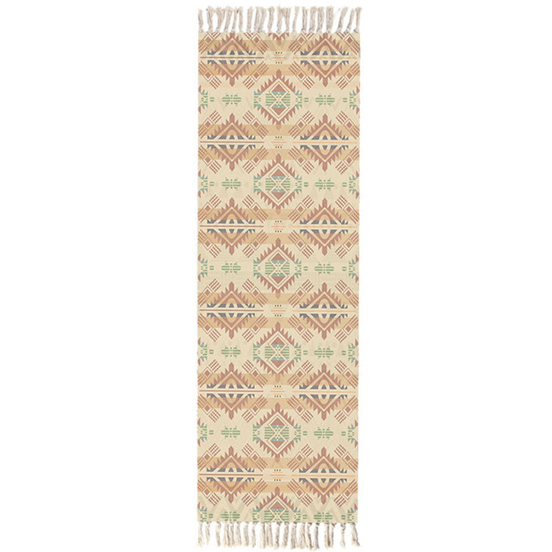 Moroccan Room Rug Multi-Color Tribal Totem Rug Cotton Blend Washable Hand Twisted Carpet with Tassel Lemon Yellow Clearhalo 'Area Rug' 'Moroccan' 'Rugs' Rug' 2209574