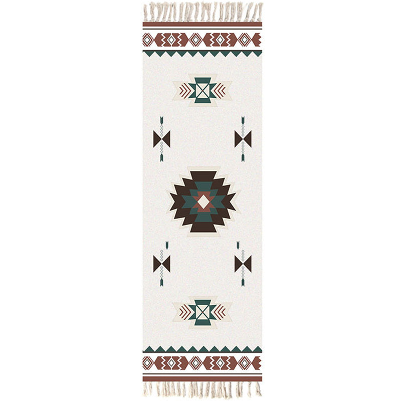 Moroccan Room Rug Multi-Color Tribal Totem Rug Cotton Blend Washable Hand Twisted Carpet with Tassel Black-White Clearhalo 'Area Rug' 'Moroccan' 'Rugs' Rug' 2209579