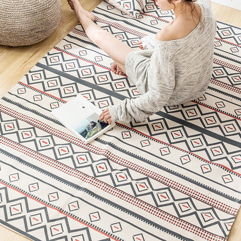 Multi Color Geo Pattern Rug Cotton Blend Vintage Carpet Pet Friendly Easy Care Rug for Living Room Clearhalo 'Area Rug' 'Moroccan' 'Rugs' Rug' 2209590