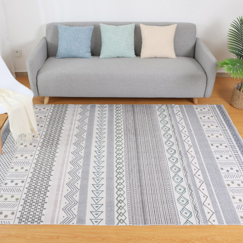 Multi-Colored Living Room Rug Moroccan Geometric Print Carpet Cotton Blend Machine Washable Braided Area Rug Grey Clearhalo 'Area Rug' 'Moroccan' 'Rugs' Rug' 2209613