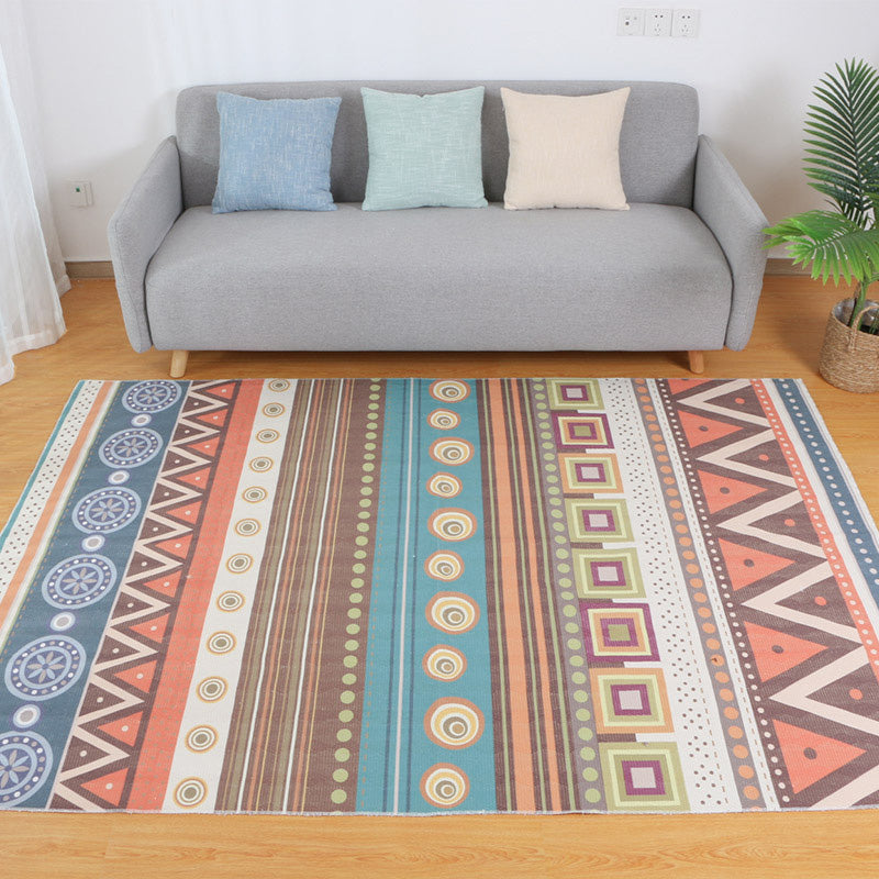 Multi-Colored Living Room Rug Moroccan Geometric Print Carpet Cotton Blend Machine Washable Braided Area Rug Blue Clearhalo 'Area Rug' 'Moroccan' 'Rugs' Rug' 2209614