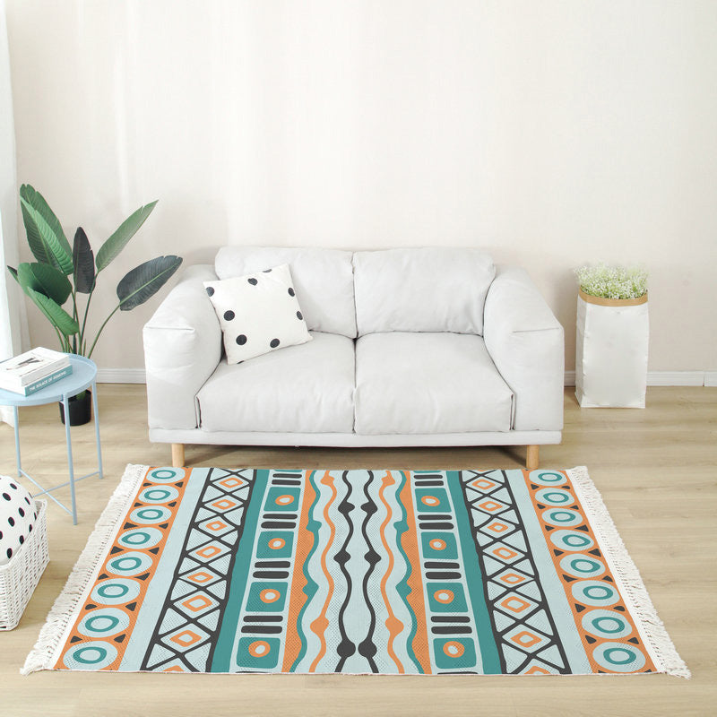 Moroccan Home Decoration Rug Multi Color Tribal Totem Carpet Cotton Blend Easy Care Washable Indoor Rug with Fringe Green Clearhalo 'Area Rug' 'Moroccan' 'Rugs' Rug' 2209629