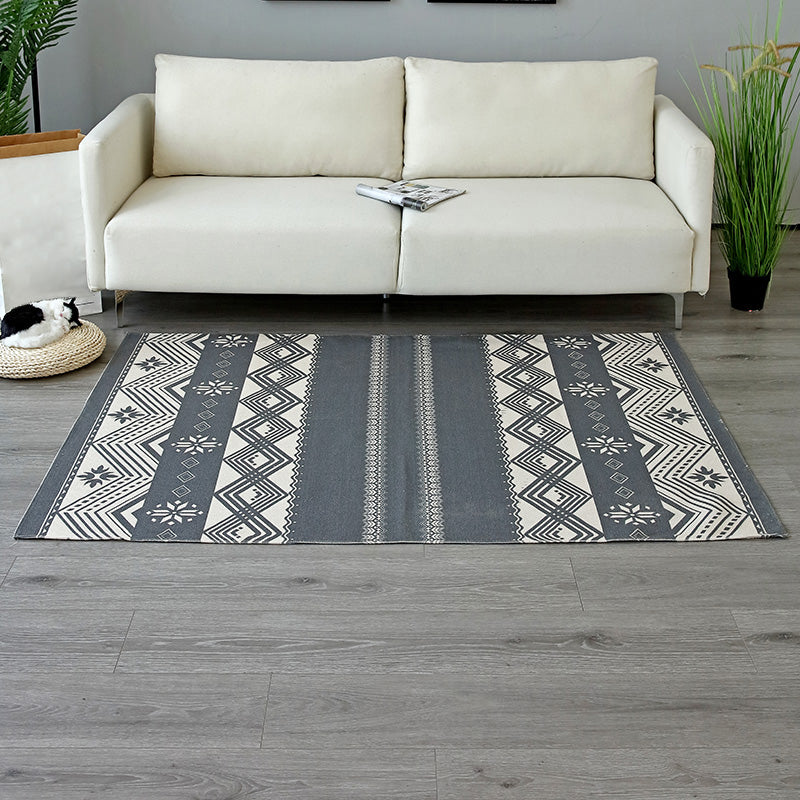 Vintage Tribal Patterned Rug Multi-Color Cotton Blend Carpet Machine Washable Environmental Area Rug with Tassel Grey Clearhalo 'Area Rug' 'Moroccan' 'Rugs' Rug' 2209651