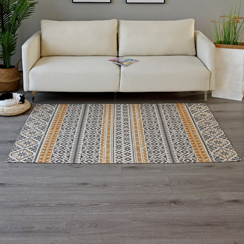 Vintage Tribal Patterned Rug Multi-Color Cotton Blend Carpet Machine Washable Environmental Area Rug with Tassel Yellow-Red Clearhalo 'Area Rug' 'Moroccan' 'Rugs' Rug' 2209653