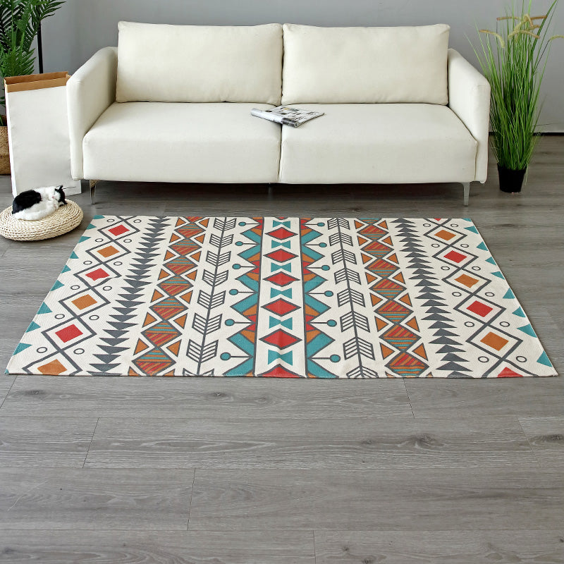 Vintage Tribal Patterned Rug Multi-Color Cotton Blend Carpet Machine Washable Environmental Area Rug with Tassel Orange Red Clearhalo 'Area Rug' 'Moroccan' 'Rugs' Rug' 2209662