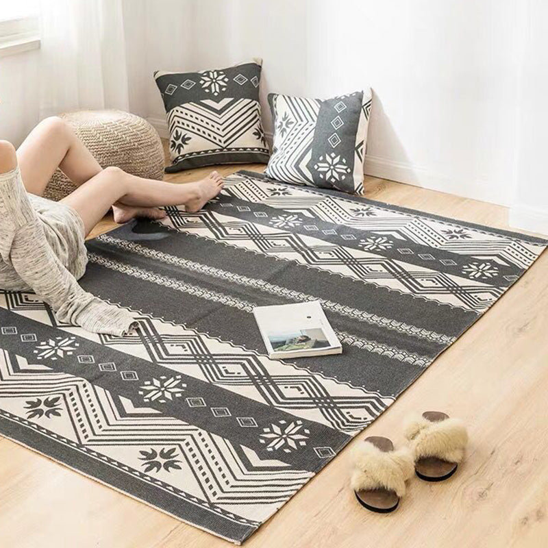 Western Decoration Rug Multi Colored Geo Patterned Area Carpet Cotton Pet Friendly Easy Care Indoor Rug Dark Gray 3'11" x 5'11" Clearhalo 'Area Rug' 'Moroccan' 'Rugs' Rug' 2209674