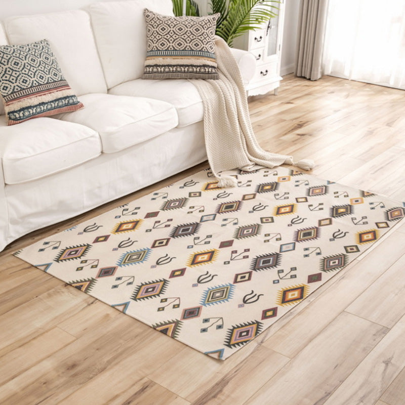 Western Decoration Rug Multi Colored Geo Patterned Area Carpet Cotton Pet Friendly Easy Care Indoor Rug Beige 3'11" x 5'11" Clearhalo 'Area Rug' 'Moroccan' 'Rugs' Rug' 2209677