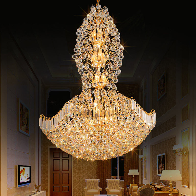 Crystal Dome Hanging Ceiling Light Contemporary 9 Lights Gold Chandelier Light for Dining Room Clearhalo 'Ceiling Lights' 'Chandeliers' Lighting' options 220968