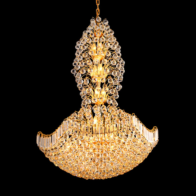 Crystal Dome Hanging Ceiling Light Contemporary 9 Lights Gold Chandelier Light for Dining Room Clearhalo 'Ceiling Lights' 'Chandeliers' Lighting' options 220969