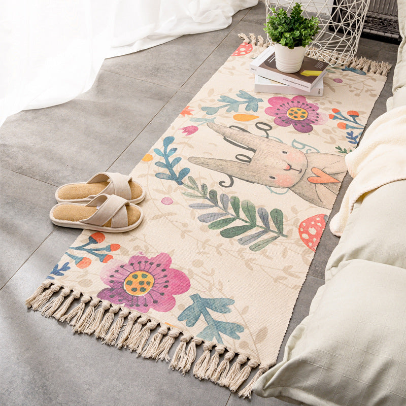 Relaxing Multi Color Retro Rug Cotton Patterned Carpet Machine Washable Indoor Rug with Tassel for Decor Clearhalo 'Area Rug' 'Moroccan' 'Rugs' Rug' 2209692