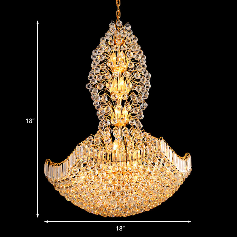 Crystal Dome Hanging Ceiling Light Contemporary 9 Lights Gold Chandelier Light for Dining Room Clearhalo 'Ceiling Lights' 'Chandeliers' Lighting' options 220970