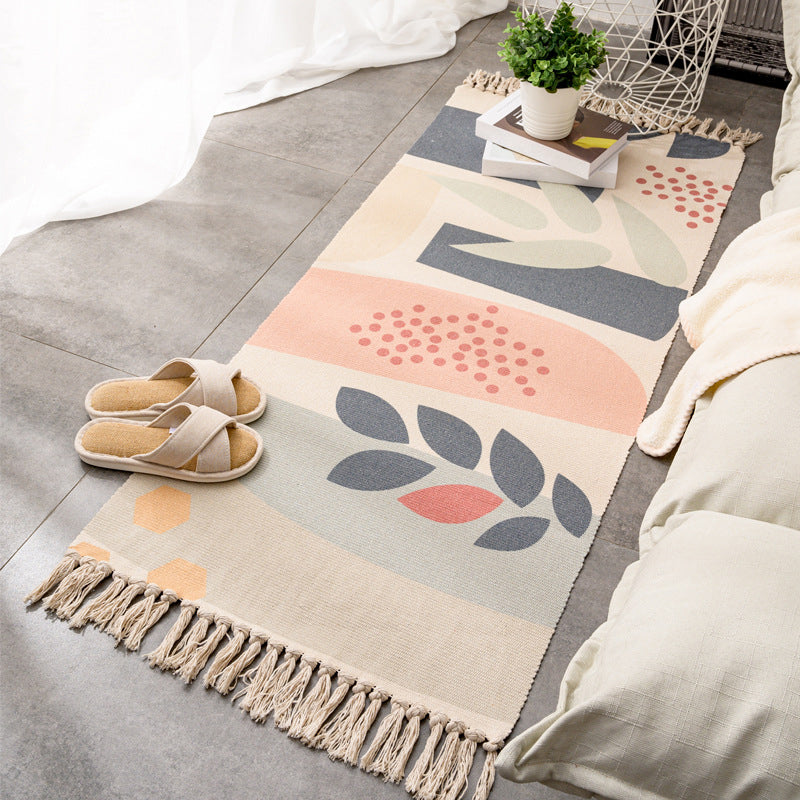 Relaxing Multi Color Retro Rug Cotton Patterned Carpet Machine Washable Indoor Rug with Tassel for Decor Navy Clearhalo 'Area Rug' 'Moroccan' 'Rugs' Rug' 2209705