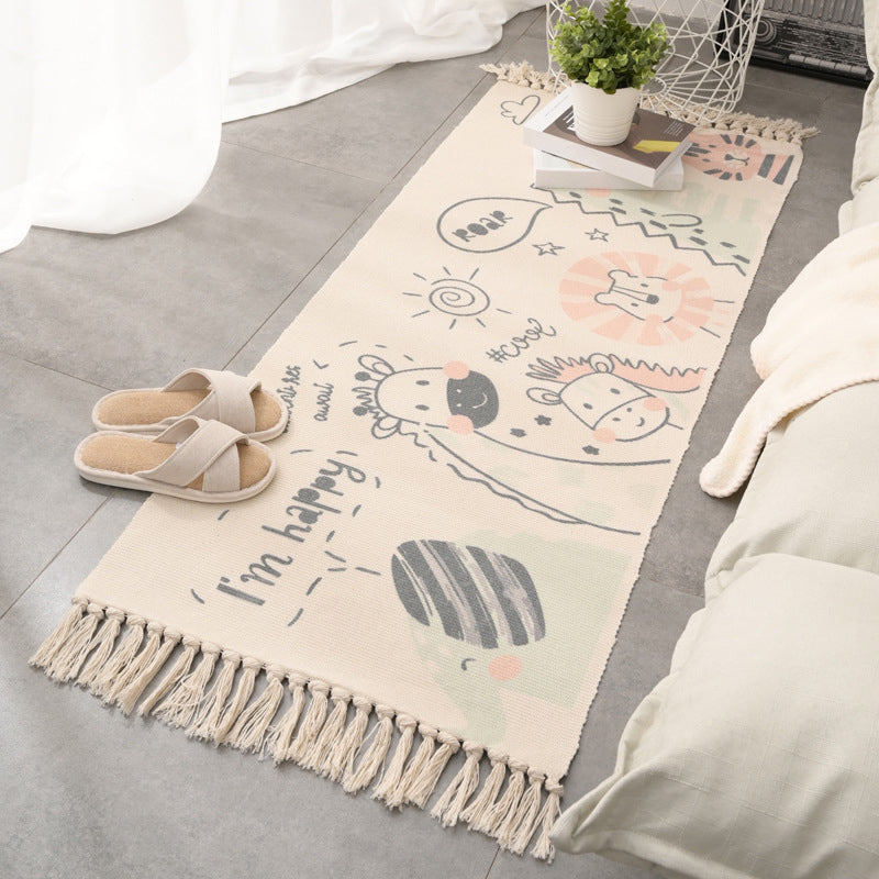 Relaxing Multi Color Retro Rug Cotton Patterned Carpet Machine Washable Indoor Rug with Tassel for Decor Clearhalo 'Area Rug' 'Moroccan' 'Rugs' Rug' 2209706