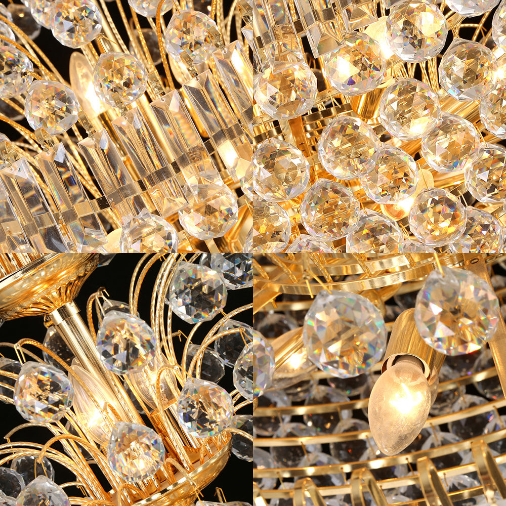 Crystal Dome Hanging Ceiling Light Contemporary 9 Lights Gold Chandelier Light for Dining Room Clearhalo 'Ceiling Lights' 'Chandeliers' Lighting' options 220971