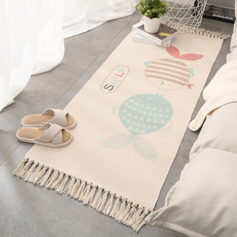 Relaxing Multi Color Retro Rug Cotton Patterned Carpet Machine Washable Indoor Rug with Tassel for Decor Clearhalo 'Area Rug' 'Moroccan' 'Rugs' Rug' 2209714