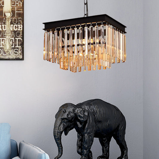 Black Cubic Pendant Light Modern 1 Light Rectangular-Cut Crystal Hanging Light Fixture Black Clearhalo 'Ceiling Lights' 'Modern Pendants' 'Modern' 'Pendant Lights' 'Pendants' Lighting' 221000