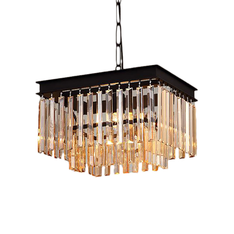 Black Cubic Pendant Light Modern 1 Light Rectangular-Cut Crystal Hanging Light Fixture Clearhalo 'Ceiling Lights' 'Modern Pendants' 'Modern' 'Pendant Lights' 'Pendants' Lighting' 221002