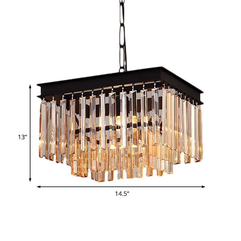 Black Cubic Pendant Light Modern 1 Light Rectangular-Cut Crystal Hanging Light Fixture Clearhalo 'Ceiling Lights' 'Modern Pendants' 'Modern' 'Pendant Lights' 'Pendants' Lighting' 221003