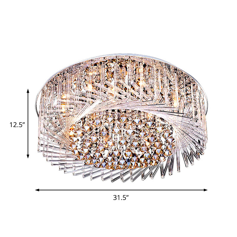 Drum Ceiling Lamp Contemporary Crystal LED Chrome Flush Mount Light, 23.5"/31.5" Wide Clearhalo 'Ceiling Lights' 'Close To Ceiling Lights' 'Close to ceiling' 'Flush mount' Lighting' 221036