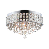 Contemporary Drum Flush Mount Light Crystal and Metal 4 Lights Bedroom Ceiling Fixture in Silver Clearhalo 'Ceiling Lights' 'Close To Ceiling Lights' 'Close to ceiling' 'Flush mount' Lighting' 221133