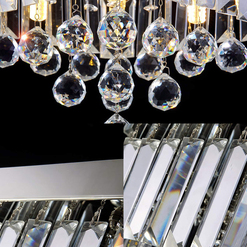 Simple 4 Lights Ceiling Lamp with Crystal Shade Chrome Cubic Flush Mount Light for Living Room Clearhalo 'Ceiling Lights' 'Close To Ceiling Lights' 'Close to ceiling' 'Flush mount' Lighting' 221149